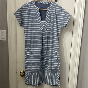 Athleta Blue and White Striped mini dress size small pockets